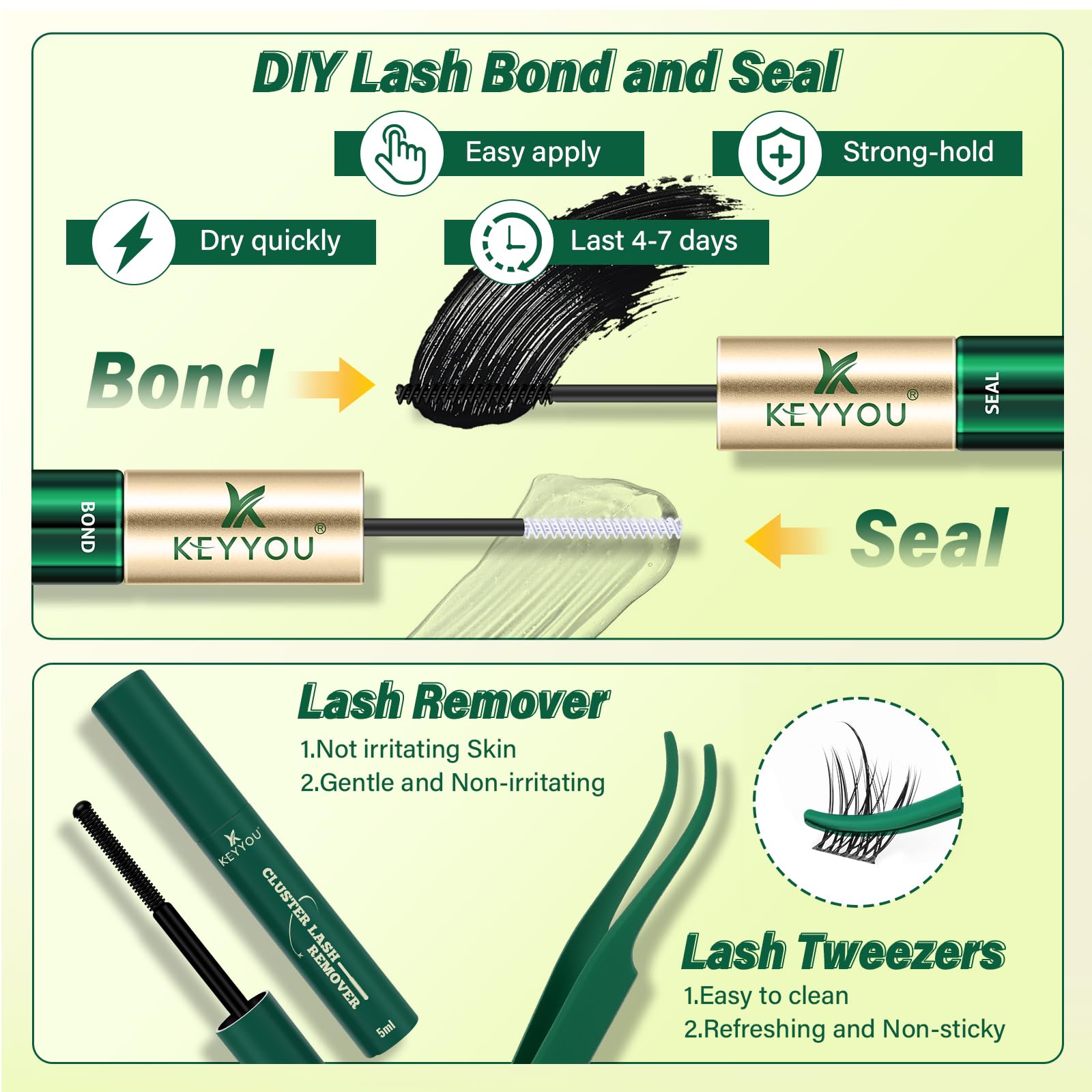 KEYYOU LASH Waterproof bond and seal support smudge-proof wear