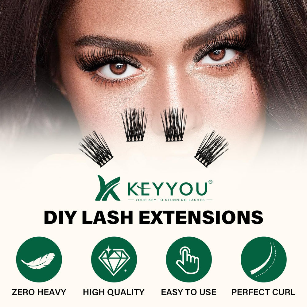 KEYYOU soft wispy lash clusters provide a natural look and easy application.
