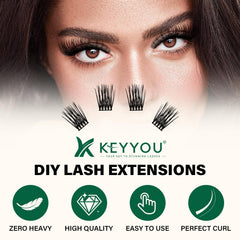 KEYYOU soft wispy lash clusters provide a natural look and easy application.