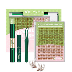 KEYYOU Venus Brown lash clusters front view for a natural look