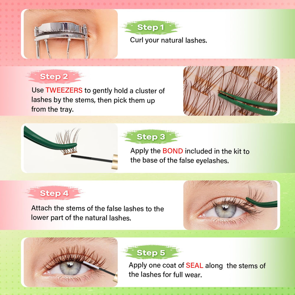 KEYYOU Venus Brown lash kit in use at home for DIY lashes