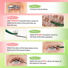 KEYYOU Venus Brown lash kit in use at home for DIY lashes