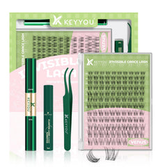 KEYYOU Venus Lash Clusters Kit with invisible band for a seamless look.