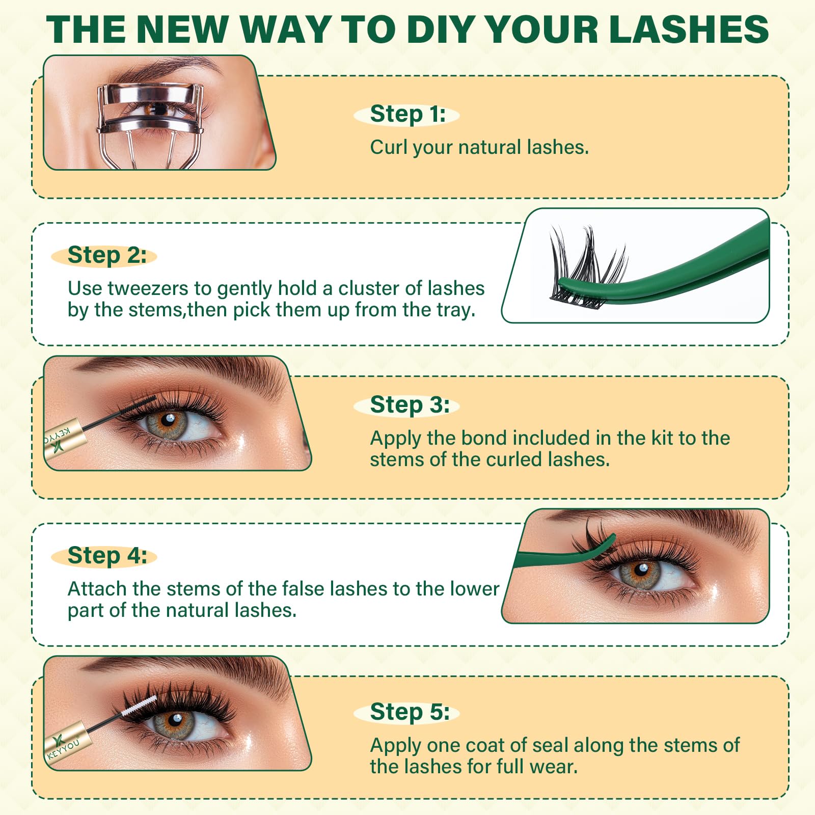 Keyyou Lash packaging highlights the complete DIY kit.