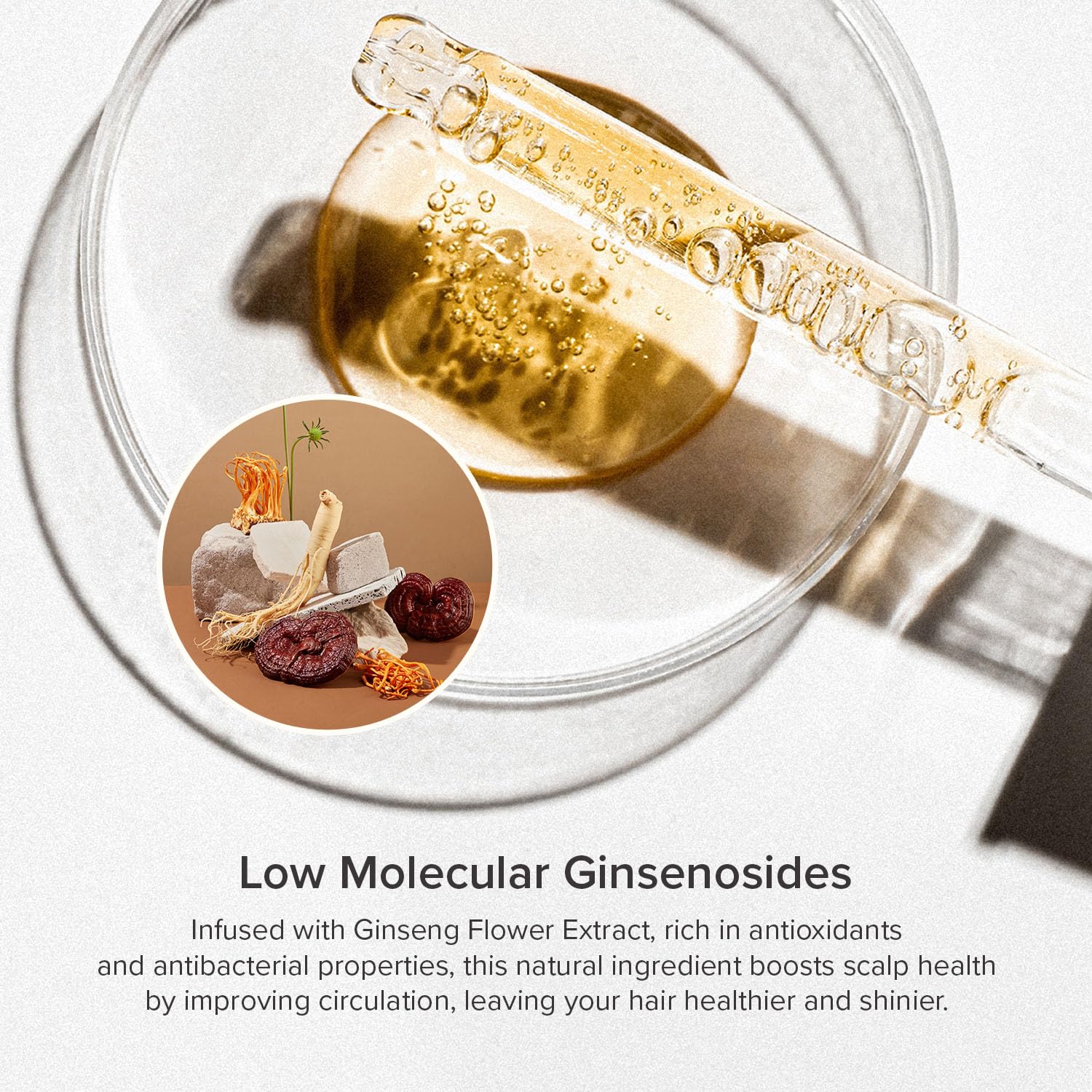 Ginseng Flower Extract powers gentle conditioning for softer hair