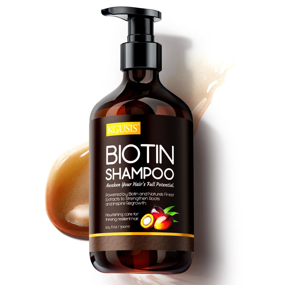 KGUSIS Root Activator bottle highlighting biotin formula for stronger roots and frizz control