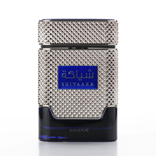 Khadlaj Shiyaaka Blue bottle front view, modern design for daily wear