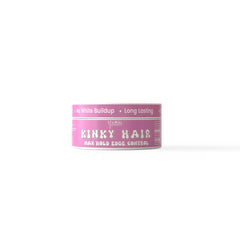 KhalidaNaturals Kinky Hair Max Hold Edge Control jar close-up, non-flake formula for sleek edges