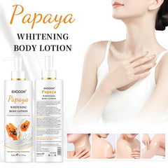 KHOOOH Papaya lotion pump closeup highlights smooth application.