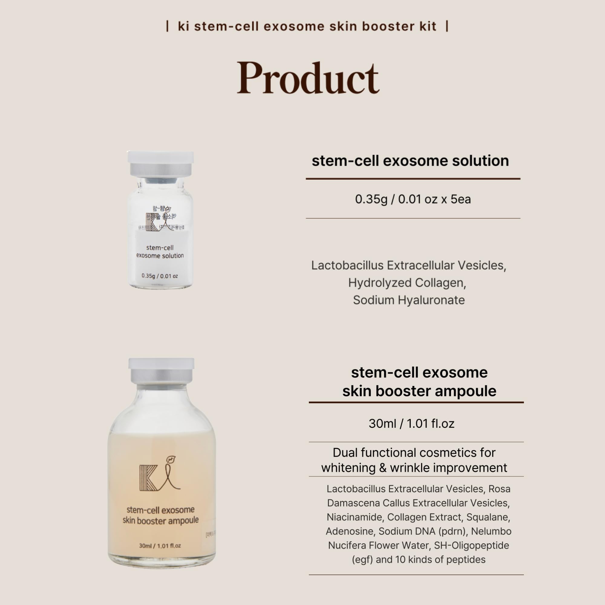Ki Cosmetics exosome ampoules close-up bottle 1 for hydration boost