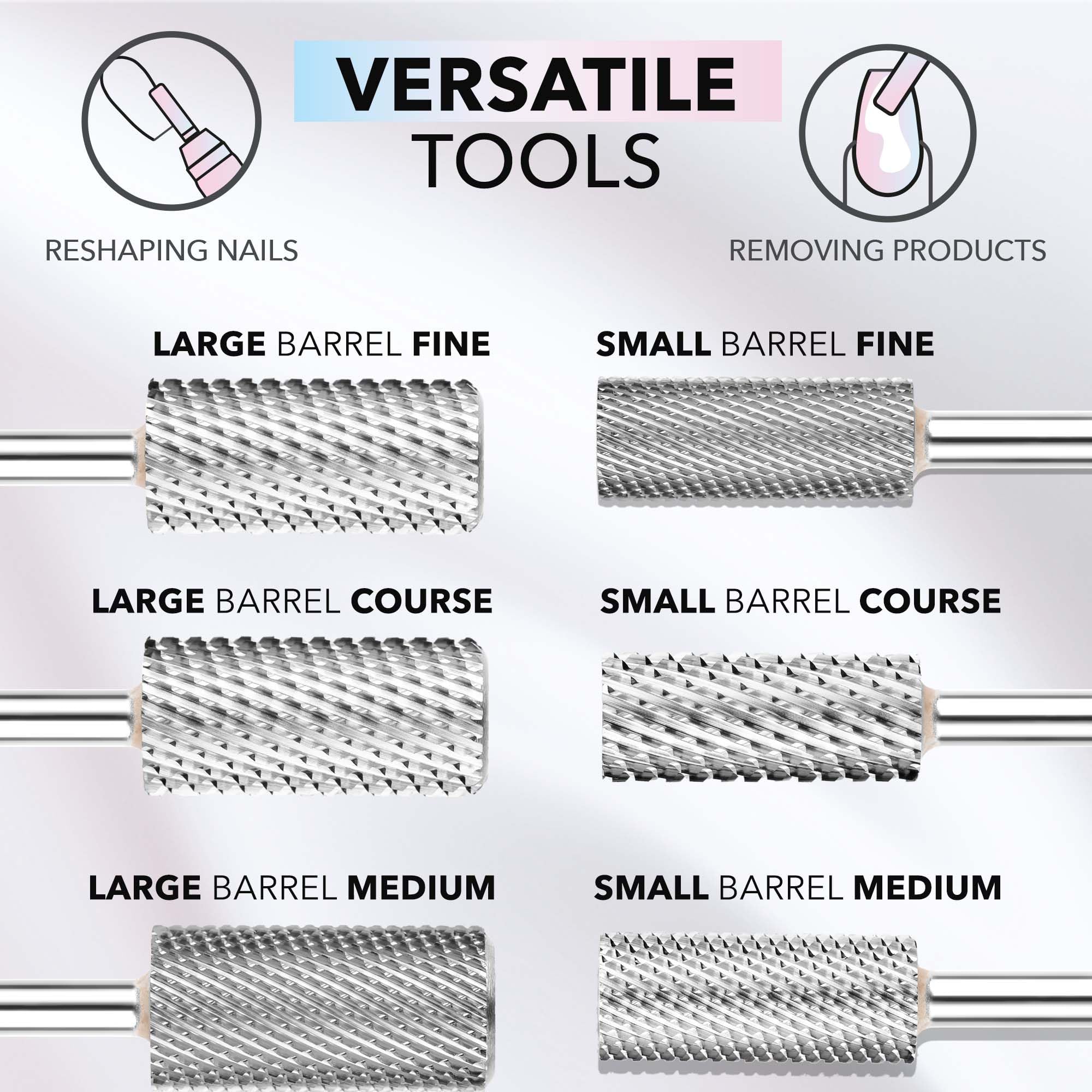 Kiara Sky 5-in-1 Fine Bit works in both directions for versatile nail shaping.