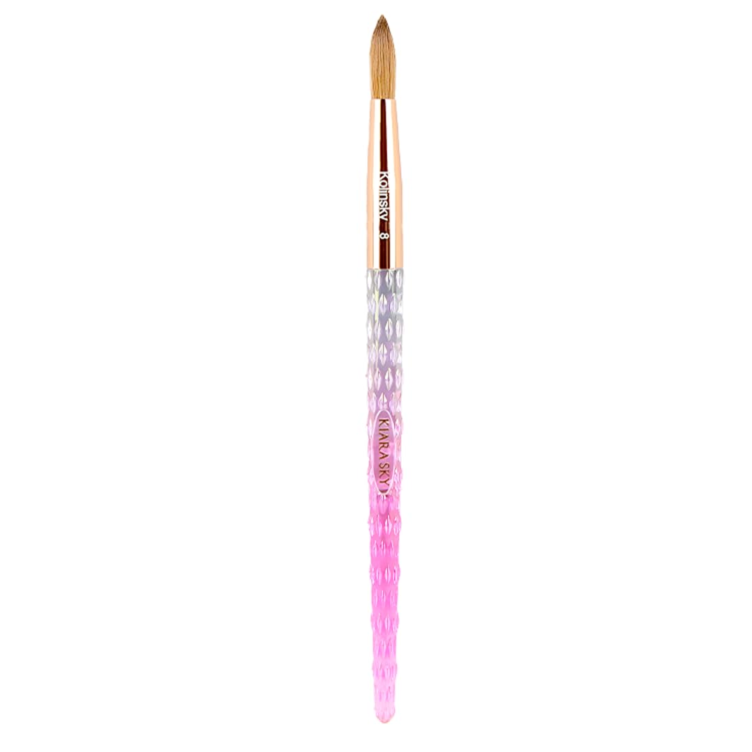 Kiara Sky acrylic brush 8 pink with crystal cut handle for precise application