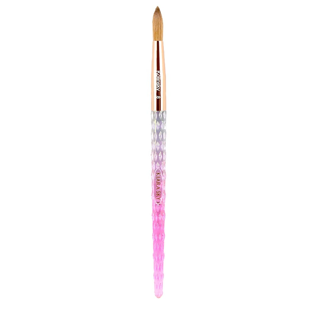 Kiara Sky acrylic brush 8 pink with crystal cut handle for precise application