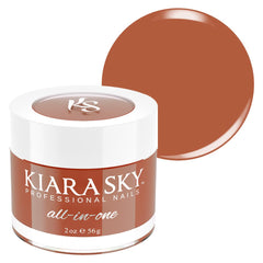 Kiara Sky All-In-One Powder Cuddle Weather bottle shows warm fall shade for nails.