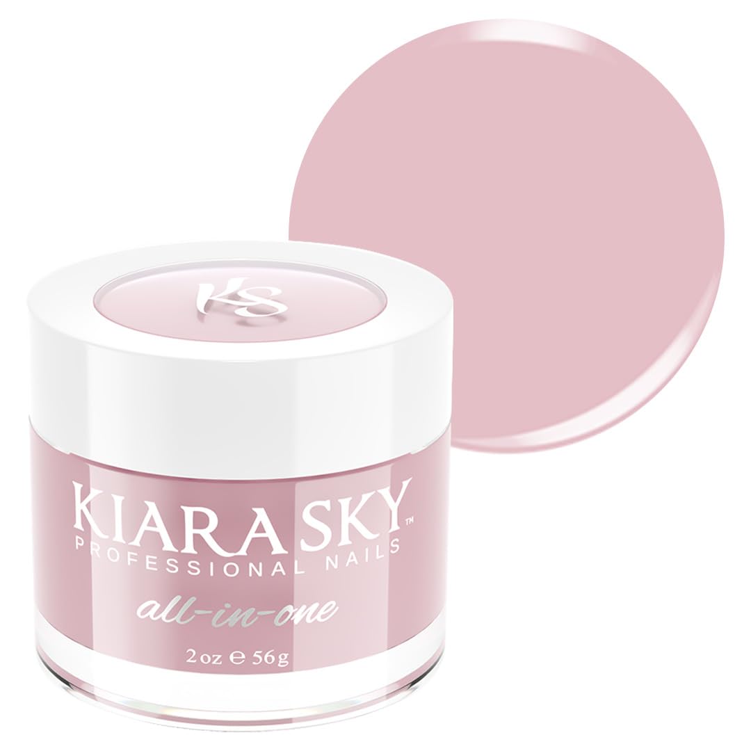 Kiara Sky All-In-One Powder Fairytale jar close-up showing a soft mauve shade for a romantic finish.