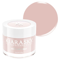 Kiara Sky All-In-One Powder Love Spell jar closeup showing a soft pink base for versatile nails.
