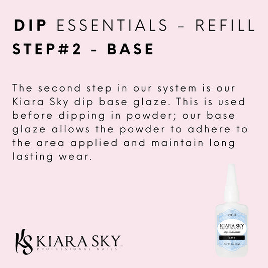 Kiara Sky base coat application step image highlighting smooth, mess-free dipping prep