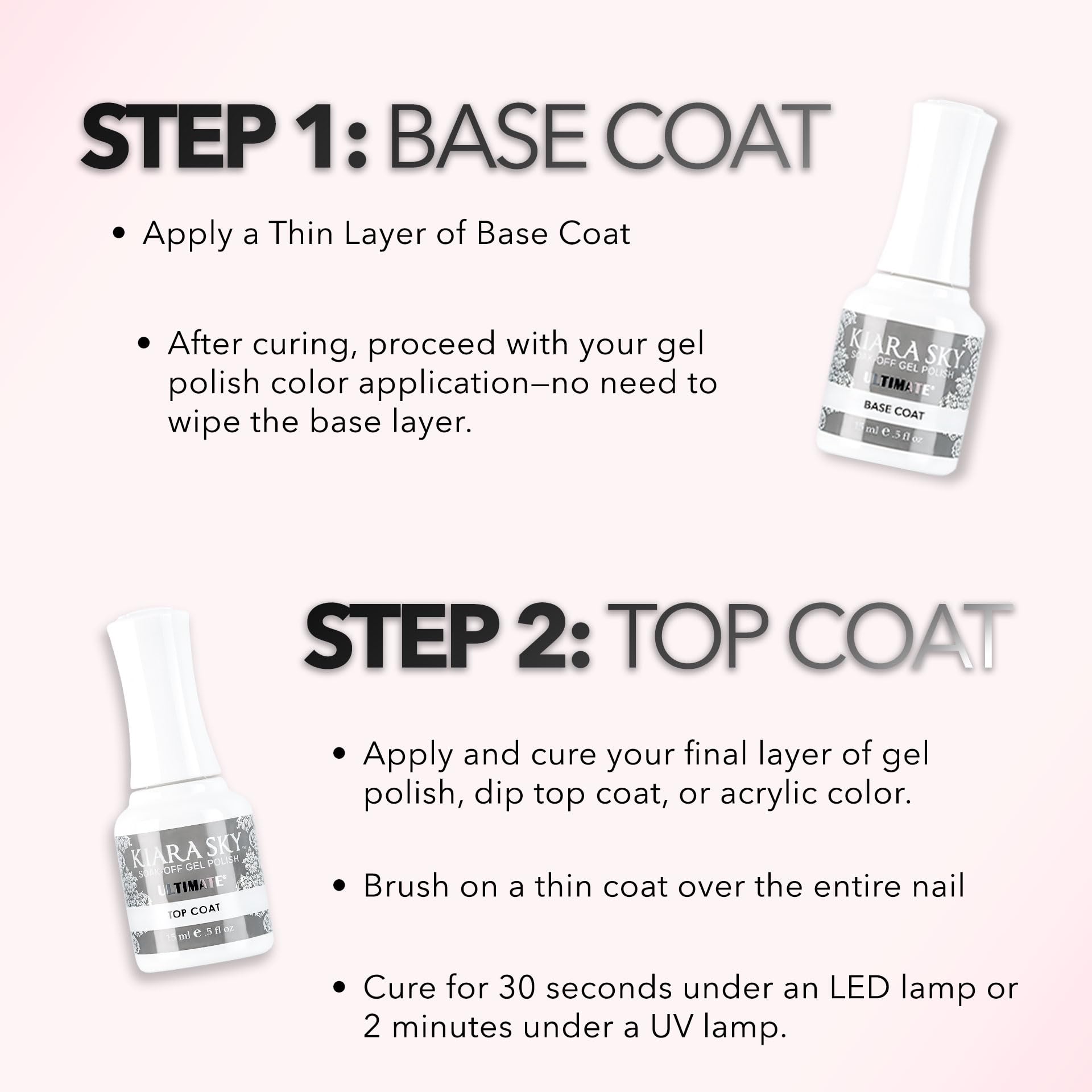 KIARA SKY base and top coat duo in use for salon-grade results at home