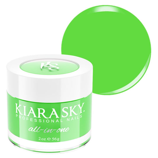 Kiara Sky Bet On Me neon lime powder swatch showcases vibrant color and versatile use.