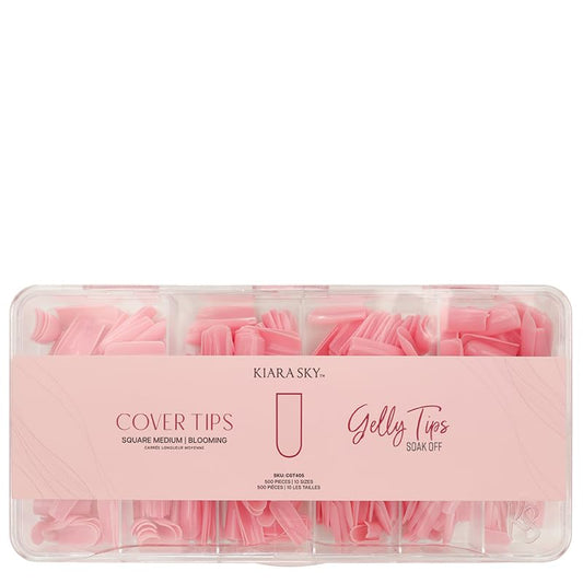 Kiara Sky Blooming square medium cover gelly tips for flawless pink nail extensions