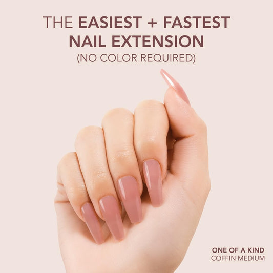 Kiara Sky Coffin Medium Cover Gelly Tips blend with nail bed for natural base