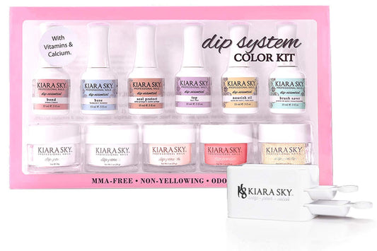 Kiara Sky Color Dip System Starter Kit cover showcases a complete setup for easy at-home manicures.