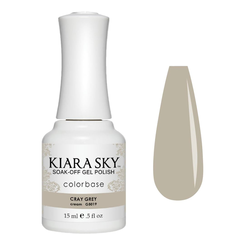 Kiara Sky Cray Grey bottle close-up, edgy smoky nail shade.
