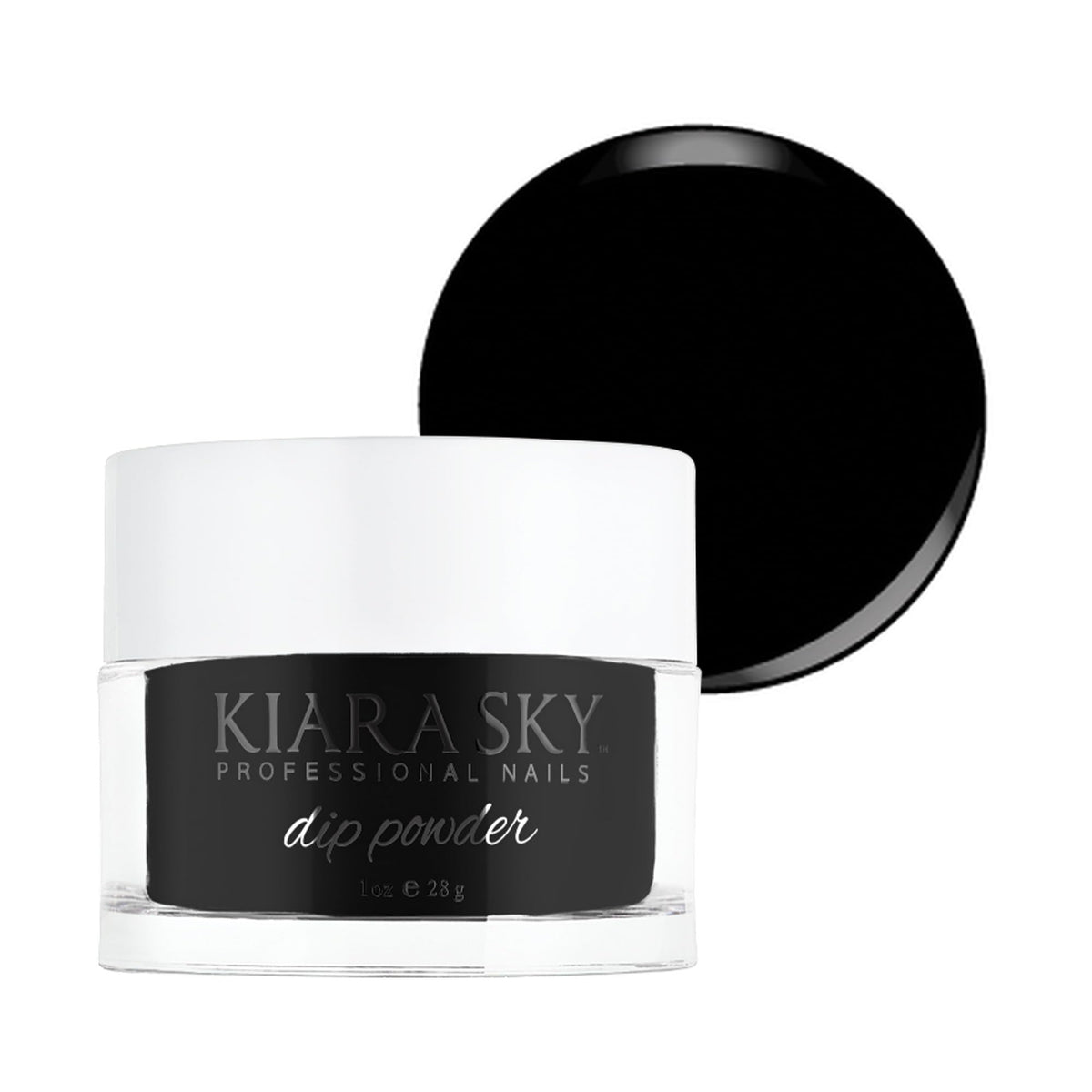 Kiara Sky Dip Powder Black to Black 1oz bottle with rich color.