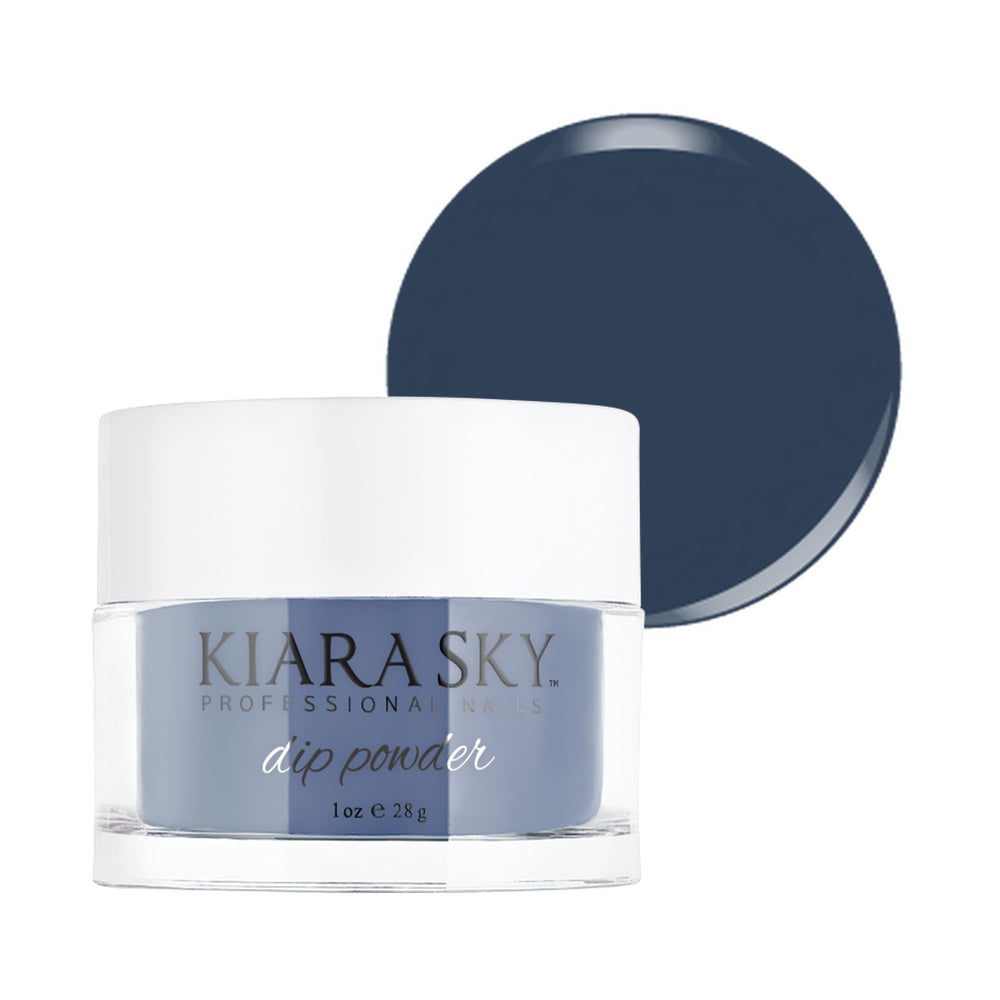 Kiara Sky Dip Powder Blue Tones Chill Pill bottle closeup for at-home manicures