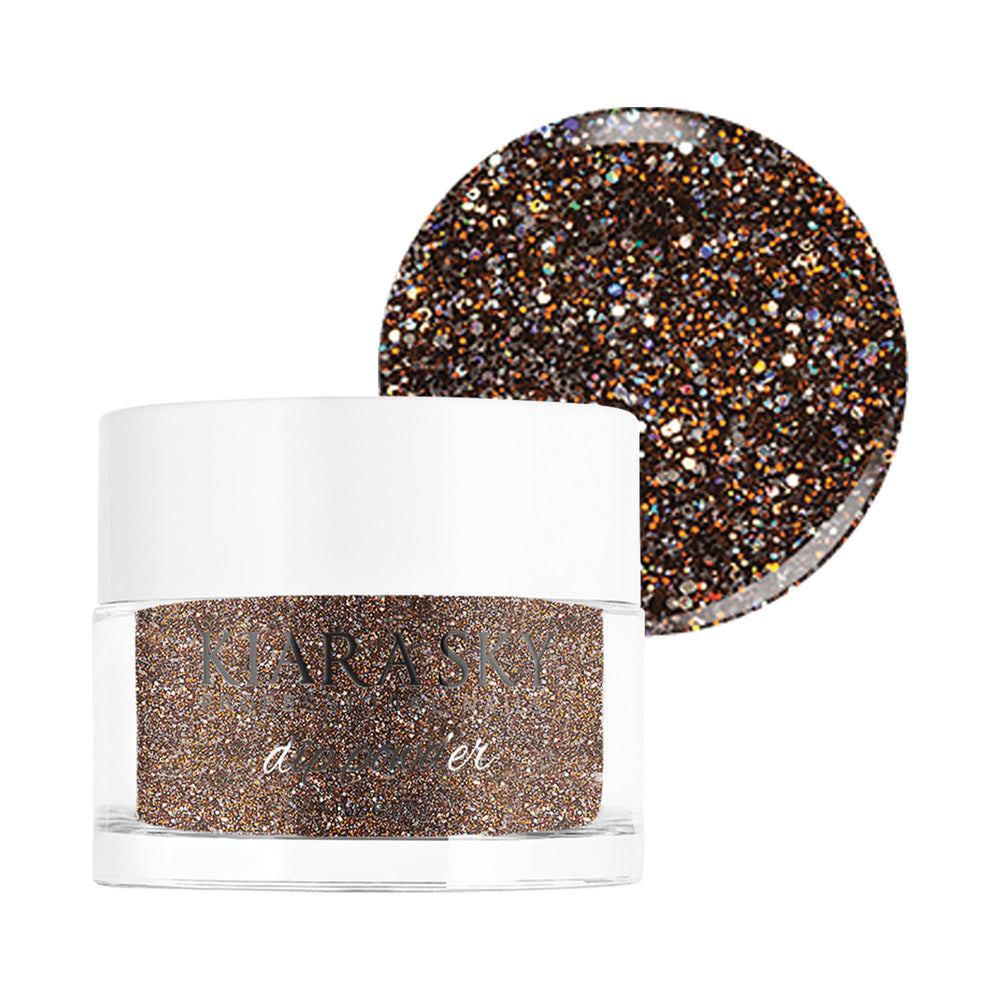 Kiara Sky Dip Powder Brown Tones bottle close-up showing natural, durable finish