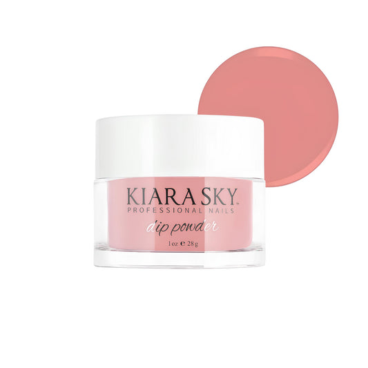 Kiara Sky Coral Gypsy Soul dip powder 1oz swatch shows vibrant color and potential wear.