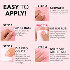Kiara Sky Dip Powder Cruelty-Free USA Made signals ethical production and domestic manufacturing.