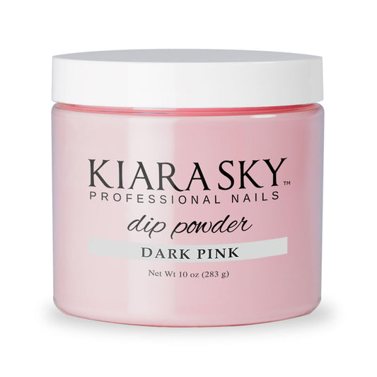 Kiara Sky Dip Powder Essentials 10oz refill bottle; dark pink powder for quick, precise refills.