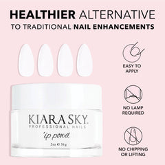 Kiara Sky Pure White set displayed in a professional salon scene.