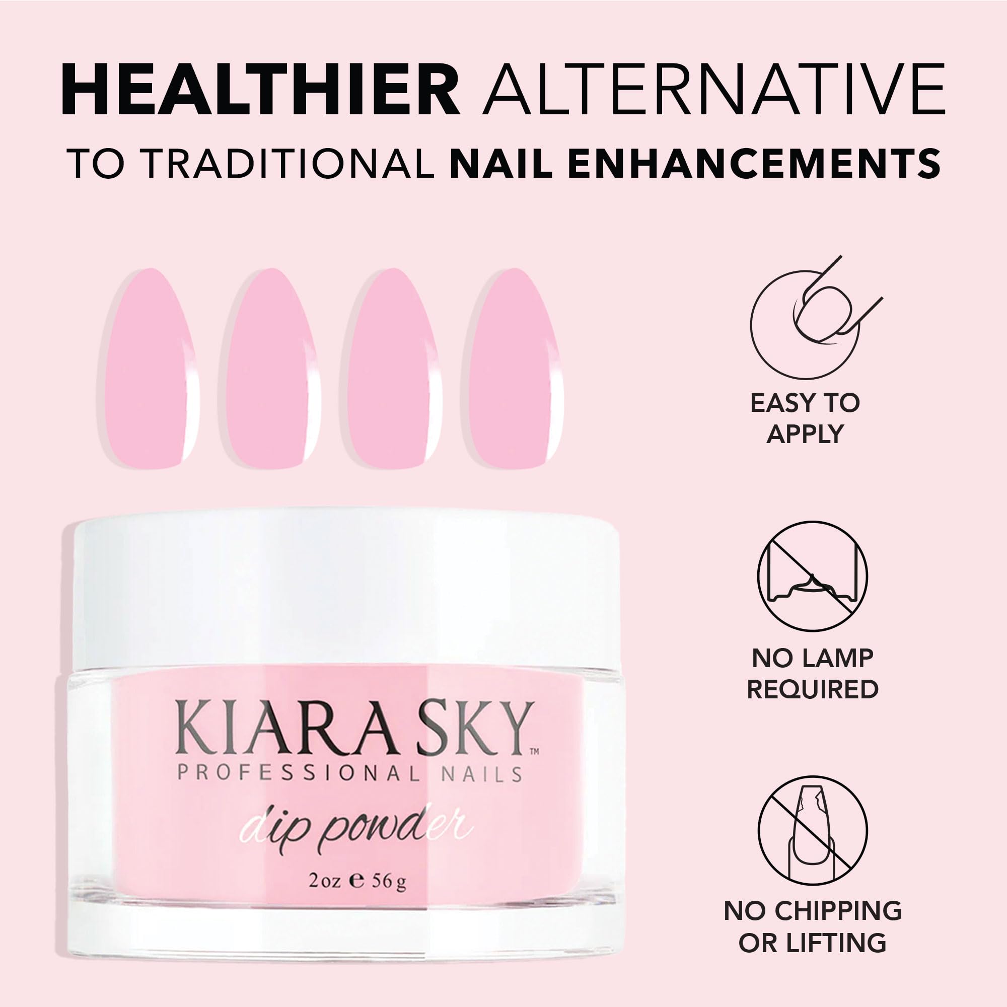 Kiara Sky Dip Powder Essentials finished nails display bold dark pink shade.