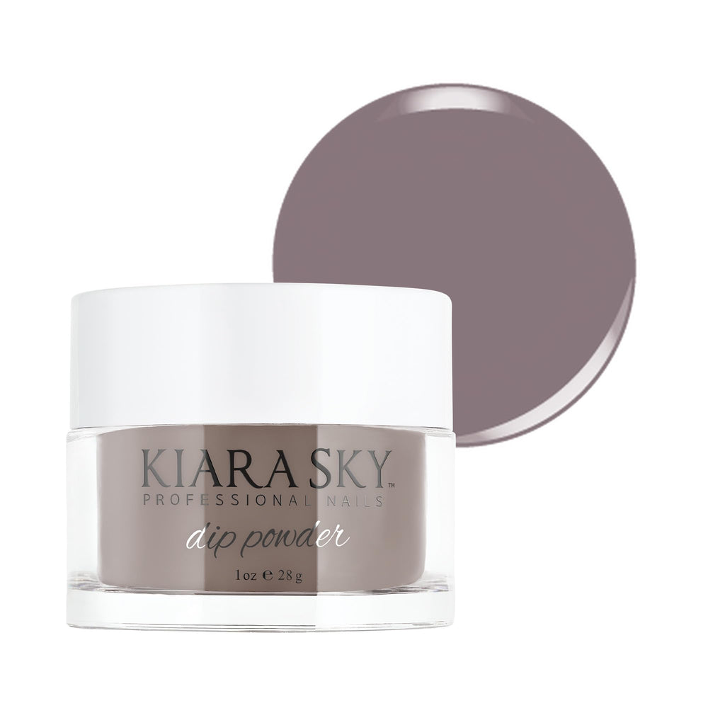 Kiara Sky dip powder gray tones Country Chic jar showing rich neutral color for nails