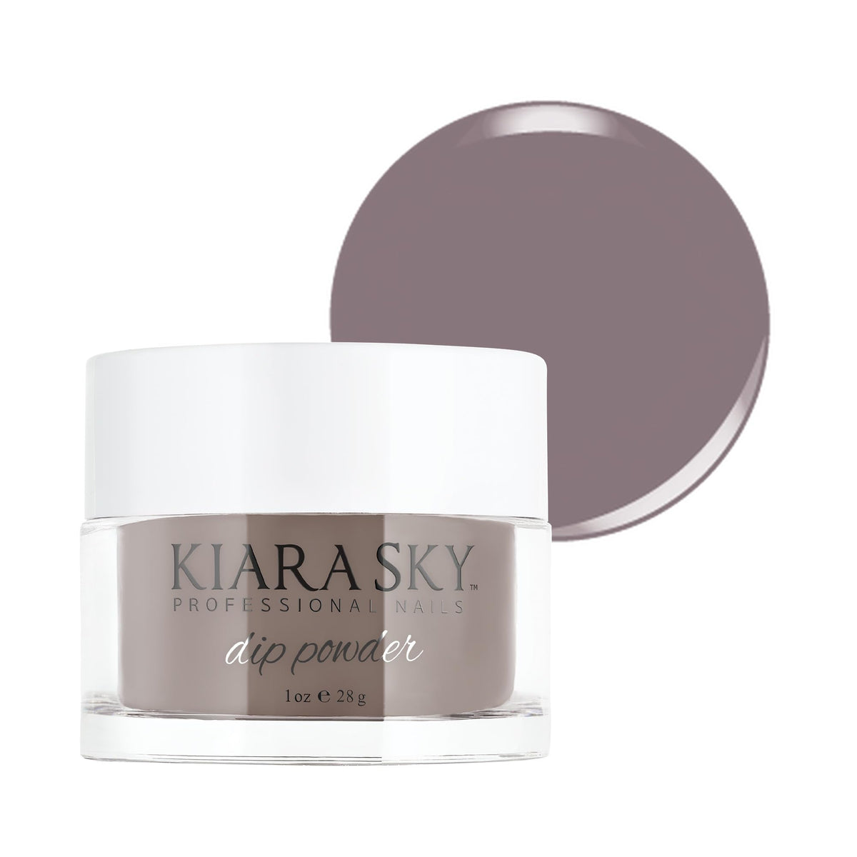 Kiara Sky dip powder gray tones Country Chic jar showing rich neutral color for nails