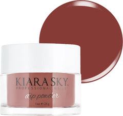 Kiara Sky Marilyn Merlot dip powder bottle swatch in rich brown tones