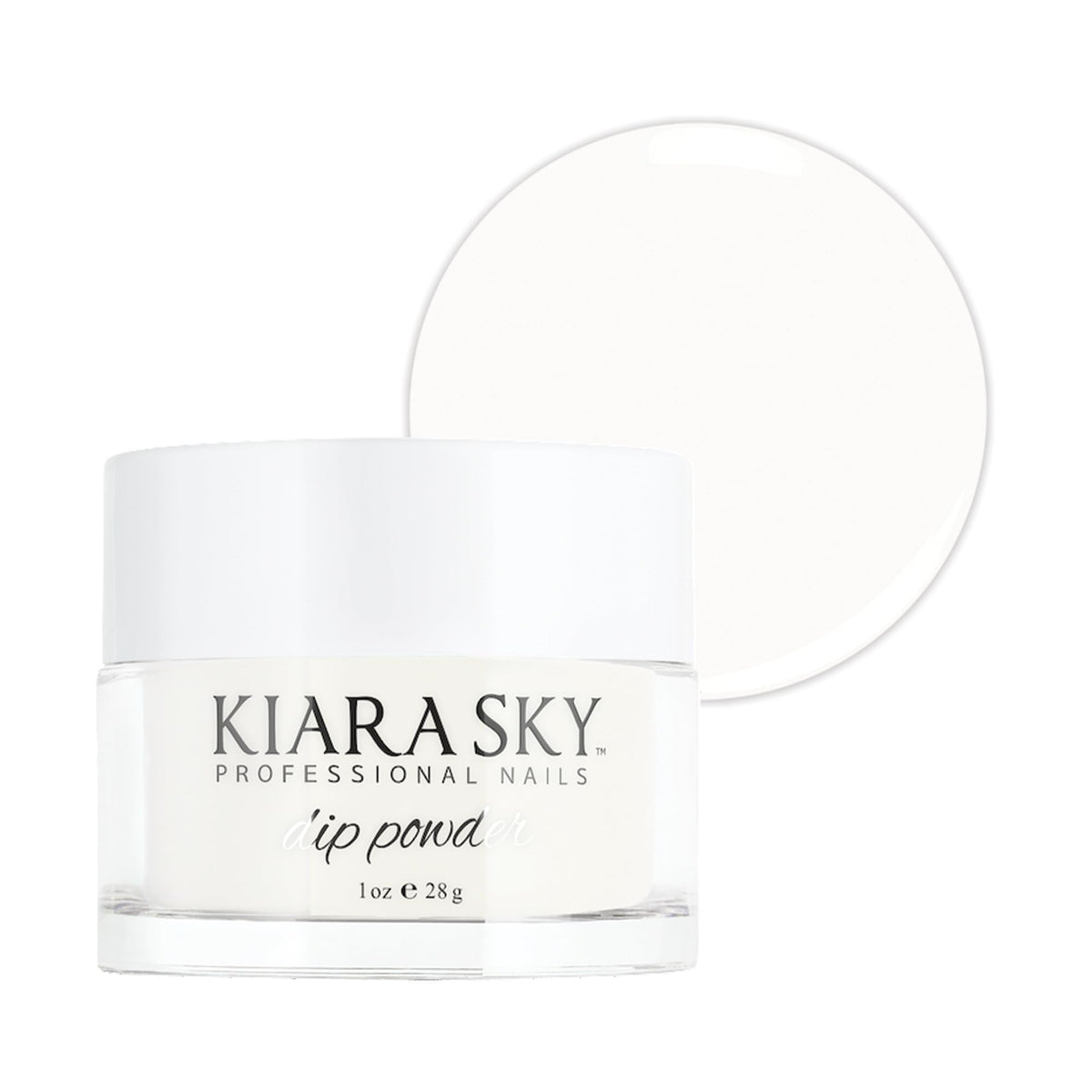 Kiara Sky dip powder milky white 1-oz bottle close-up for salon-quality nails