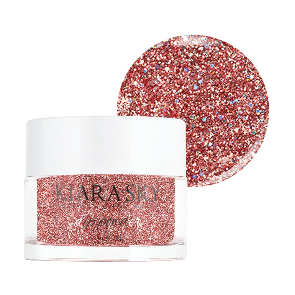 Kiara Sky Tahitian Princess bottle shows long-lasting pink dip powder for nails