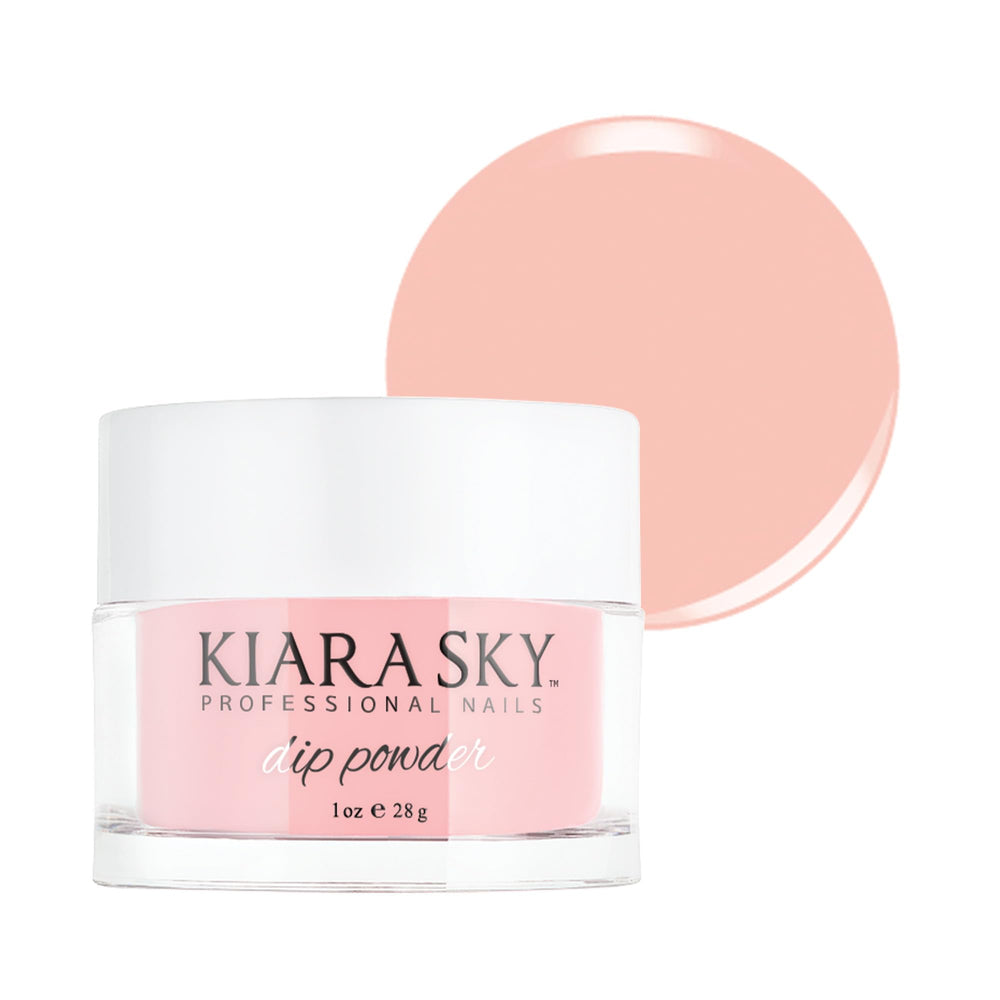 Kiara Sky Tickle Pink dip powder jar shows pink tone with professional finish