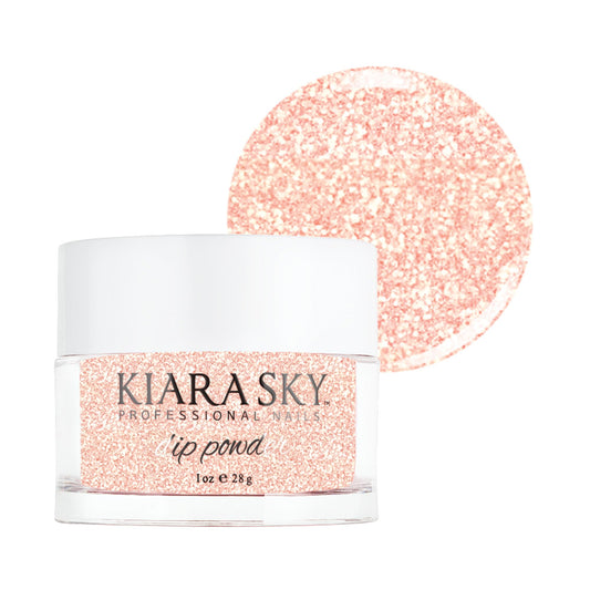 Kiara Sky pink tones dip powder swatch on nails for a soft nude finish