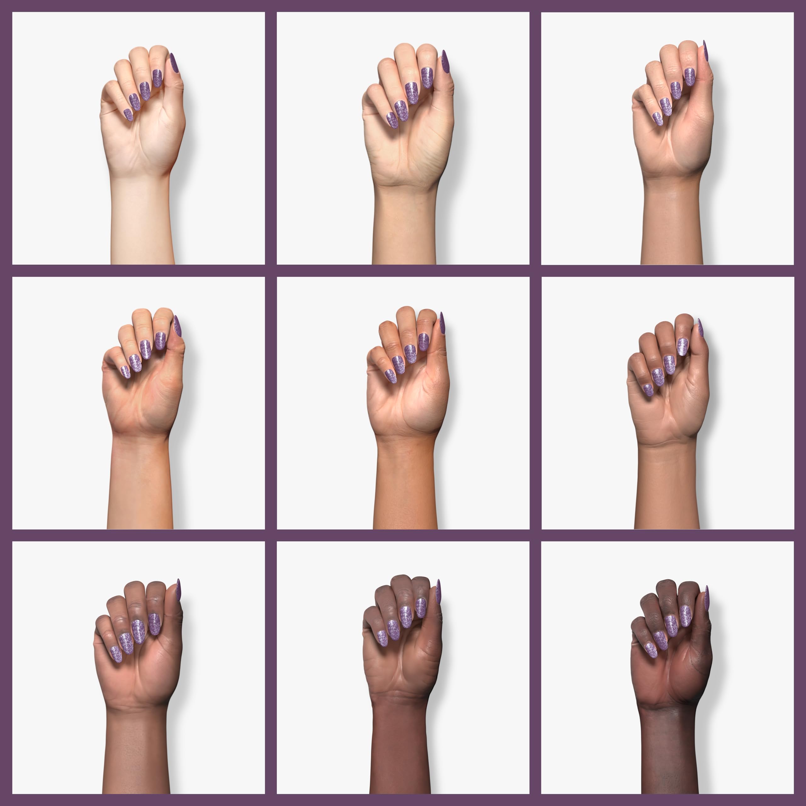 Kiara Sky purple-tones nail tips showcase natural-looking, lightweight wear.