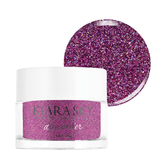 Kiara Sky Purple Spark dip powder 1 oz bottle for vibrant, durable nails.
