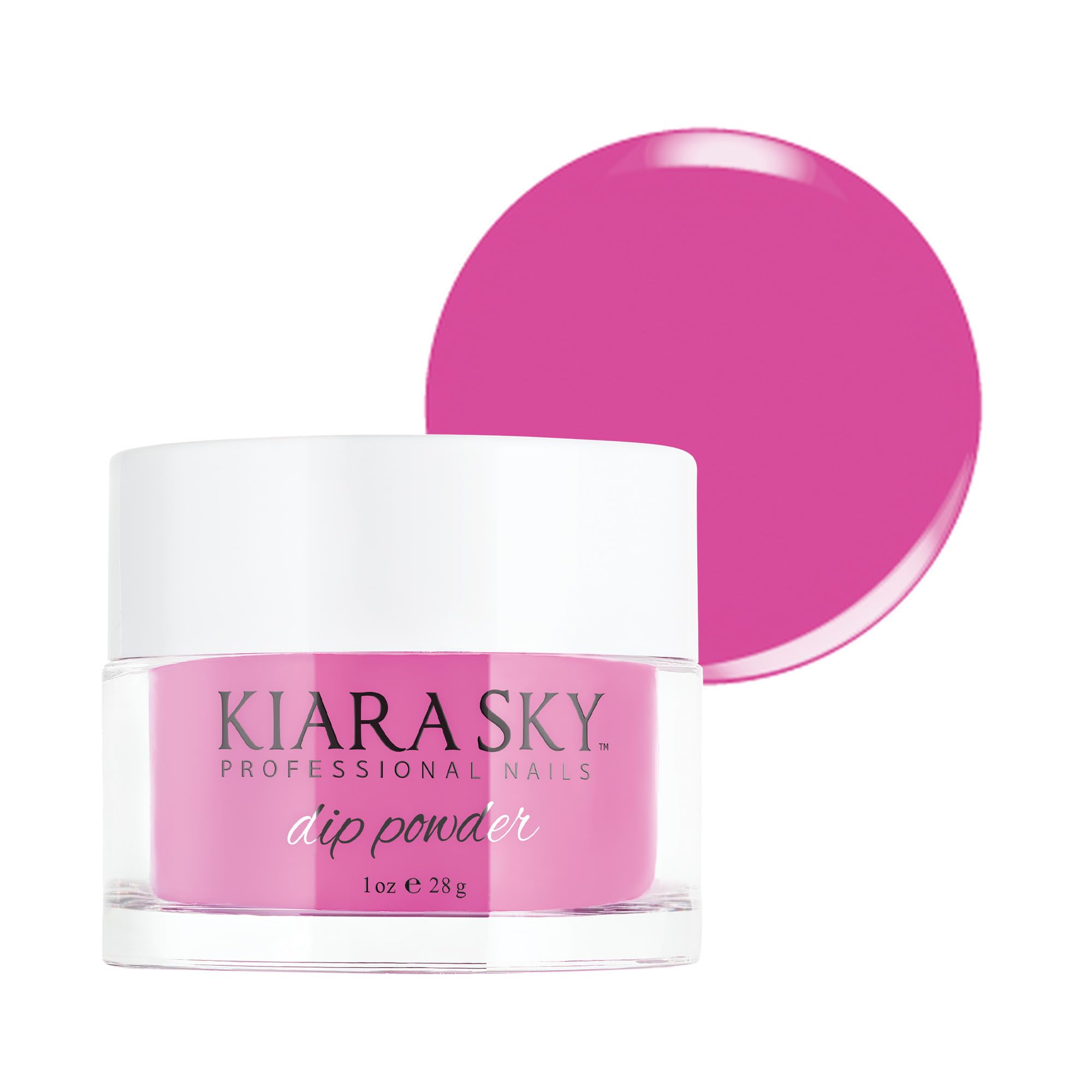 Kiara Sky Dip Powder Razzleberry Smash bottle with vibrant pink pigment