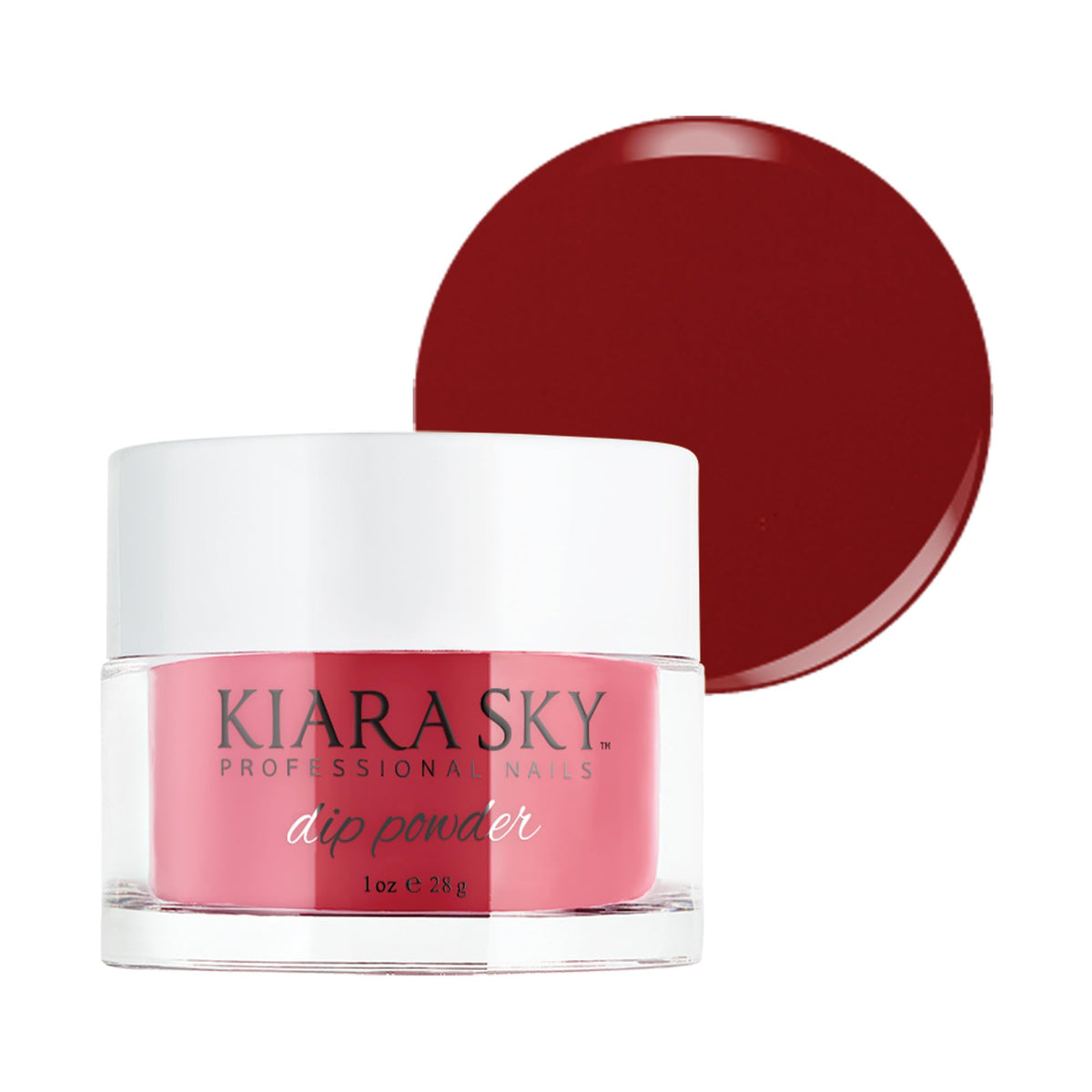 Kiara Sky Dip Powder Red Tones Glamour 101 1oz bottle for durable, salon-grade color.