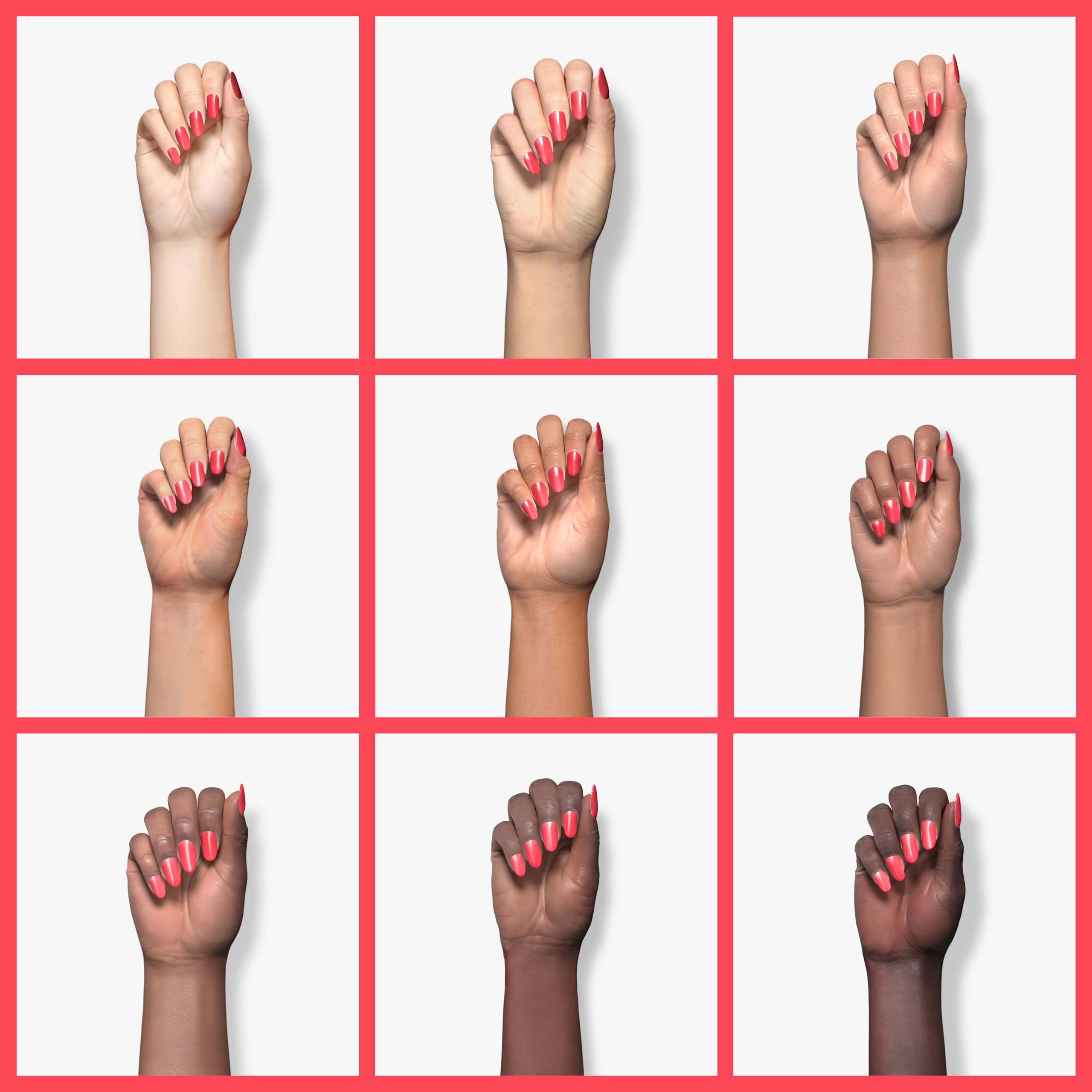 Kiara Sky Dip Powder Red Tones In Bloom nails on hands show natural finish