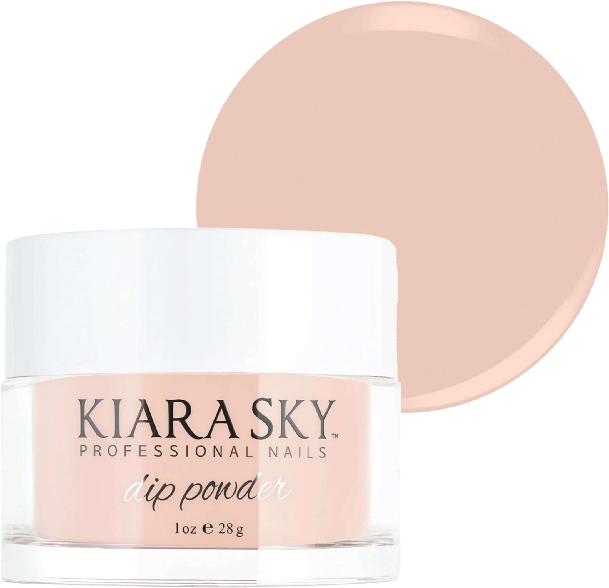 Kiara Sky Staycation dip powder bottle displaying a durable nude shade for natural nails