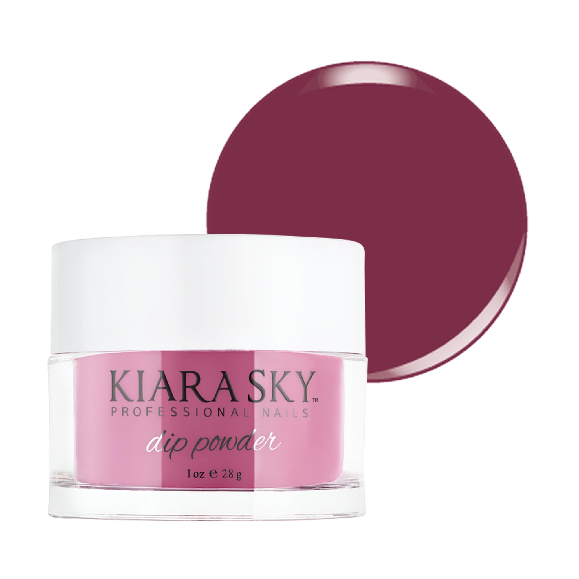 Kiara Sky Victorian Iris dip powder jar showcases vibrant purple tone for nails.