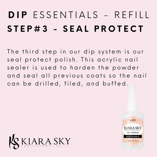 Kiara Sky Dip Seal Protect application shows even sealing for durable nails.